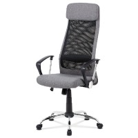 Kancelářská židle, šedá látka a černá síťovina MESH, houpací mech., kovový kříž KA-V206 GREY